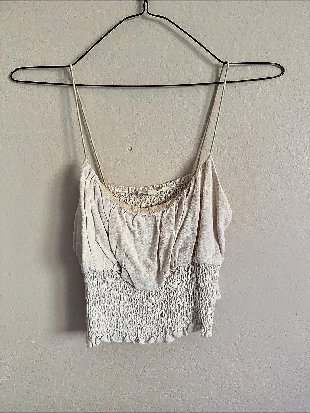 L.A. Hearts Smocked Crop Cami in White